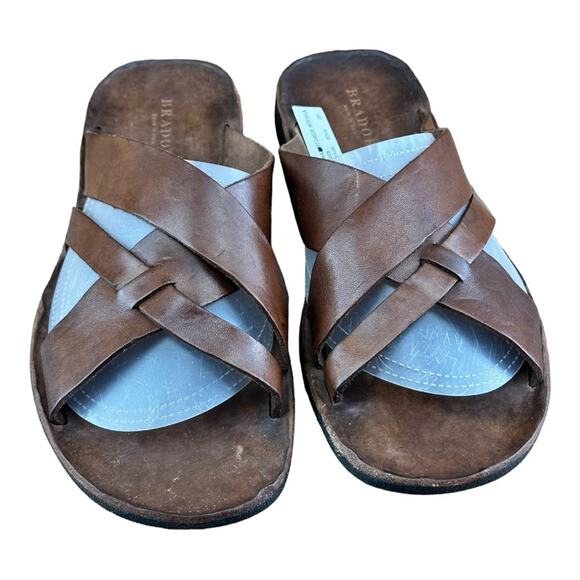 Brador Sandals Men Size 8.5-9 Brown Genuine Leather Made in Italy - Picture 3 of 6